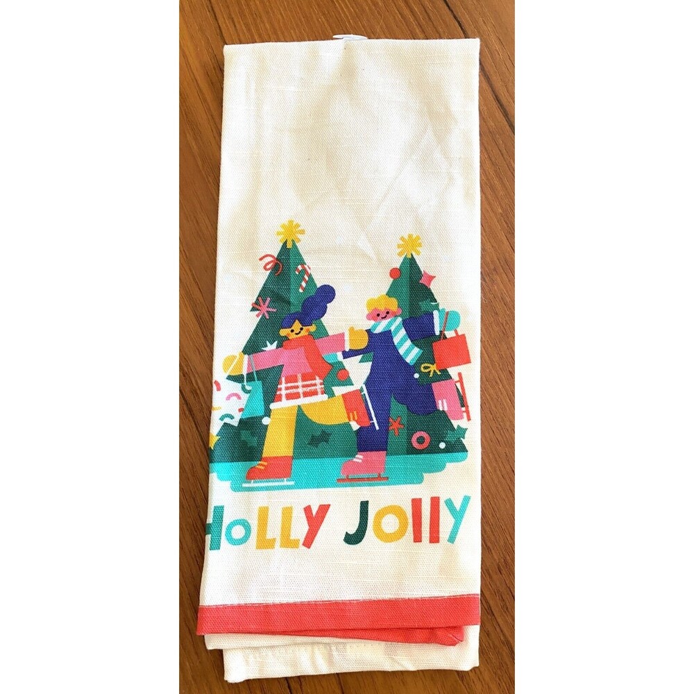 Holly Jolly Christmas Kitchen Towel Illustrated By Yiffy Gu  for Wondershop